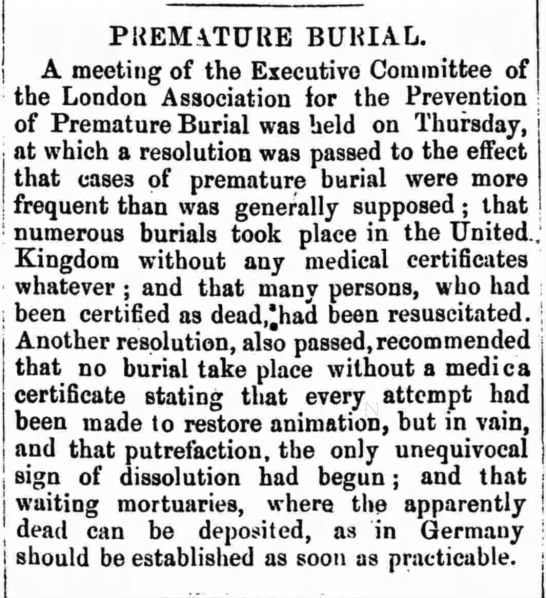 Meeting of the London Association for the Prevention of Premature Burial (1896) - 