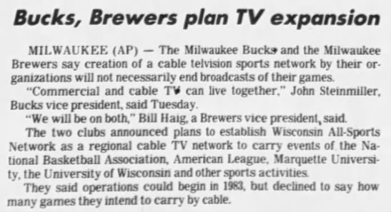 Bucks, Brewers plan TV expansion - 