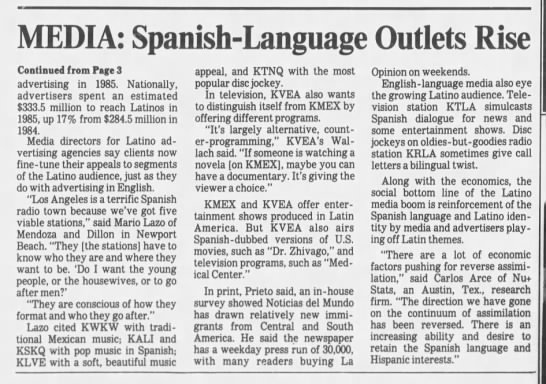 MEDIA: Spanish-Language Outlets Rise - 