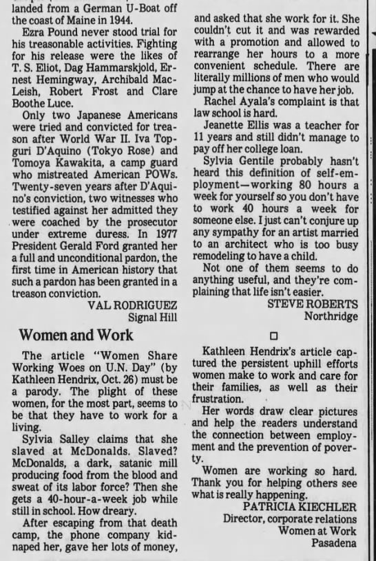 "Work 80 hours a week to avoid working 40 hours for someone else" (1987). - 