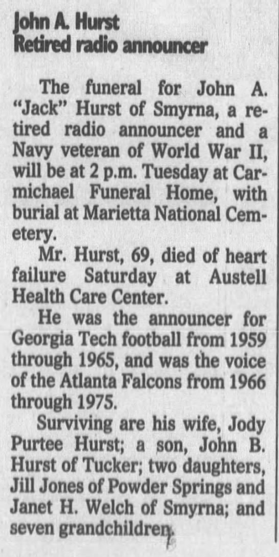 Obituary for John A. Hurst (Aged 69) - 