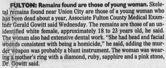 1992 WhtFemale Union City - 