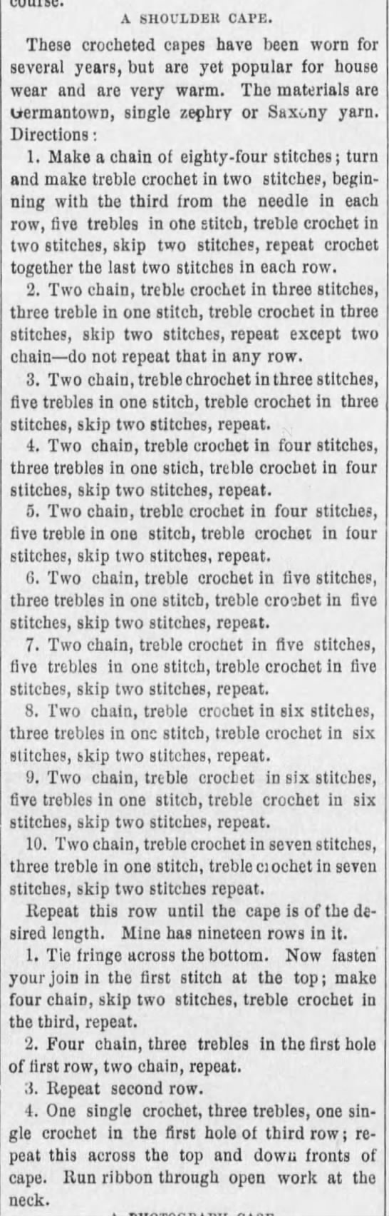 "Shoulder cape" crochet pattern (1888) - 