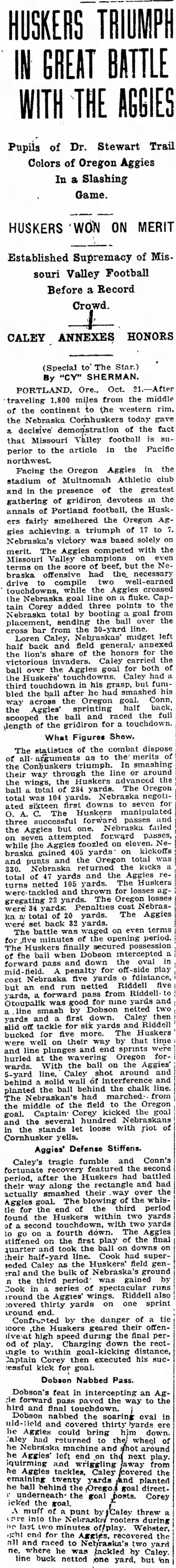 1916 Nebraska-Oregon State football - 