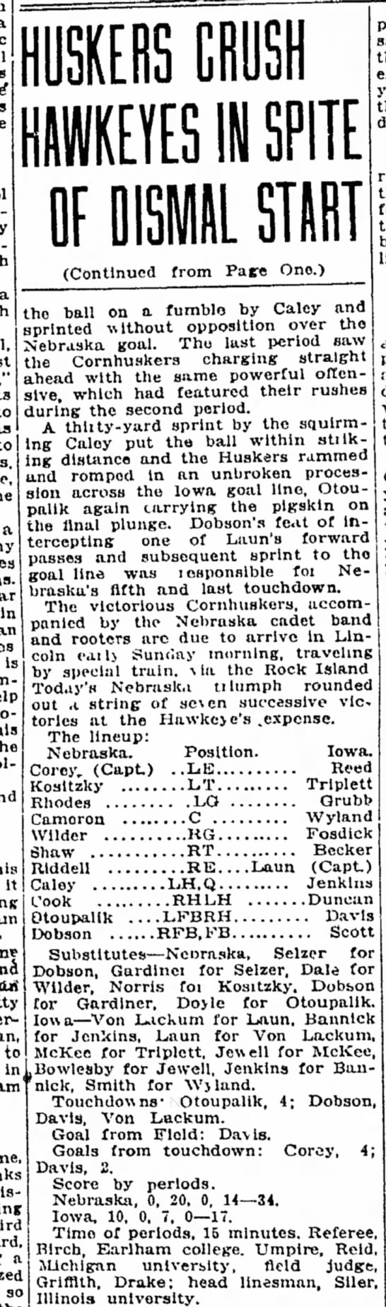 1916 Nebraska-Iowa football part 2 - 