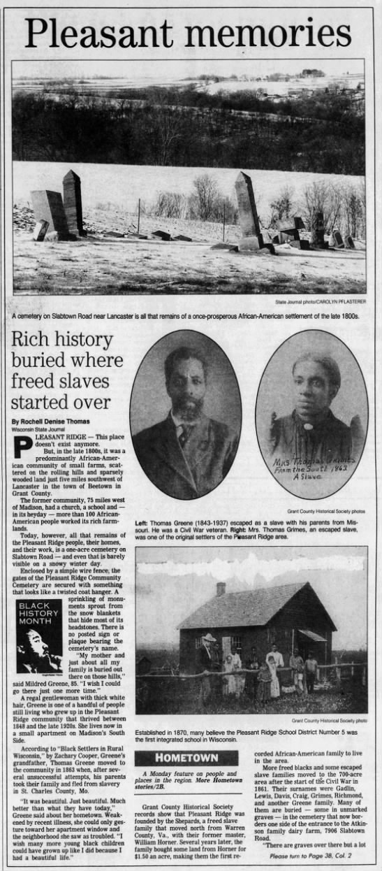 Madison served as a stop on the Underground Railroad - Freed Slaves settle in Pleasant Ridge - 