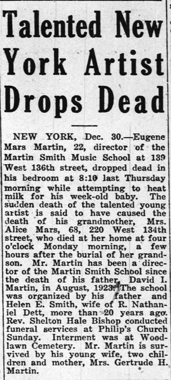 Talented New Artist Drops Dead: Eugene Mars Martin, 22 - 