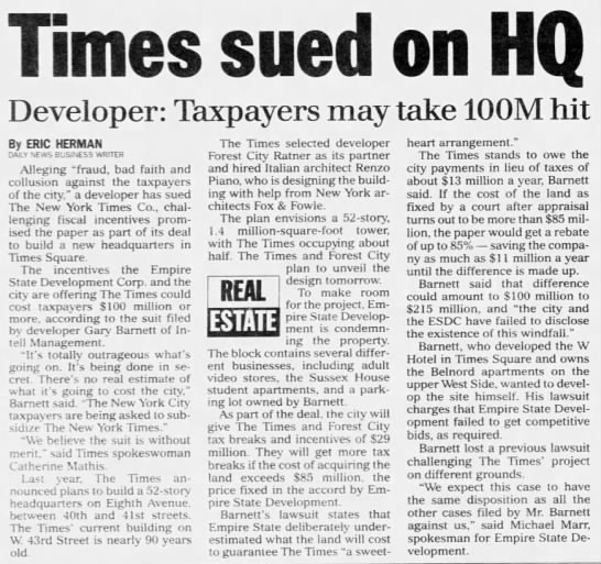 Times sued on HQ/Eric Herman - 