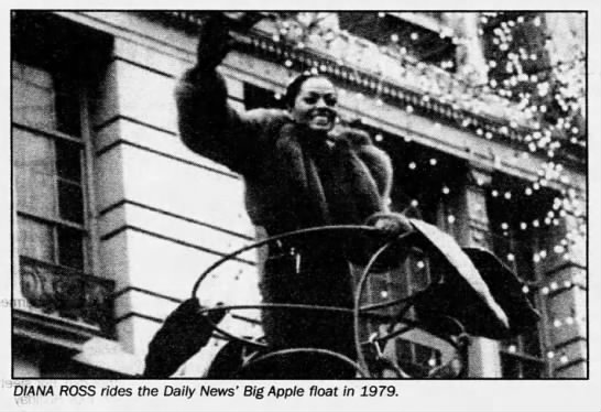 Diana Ross on Big Apple float in Thanksgiving Parade (2001). - 