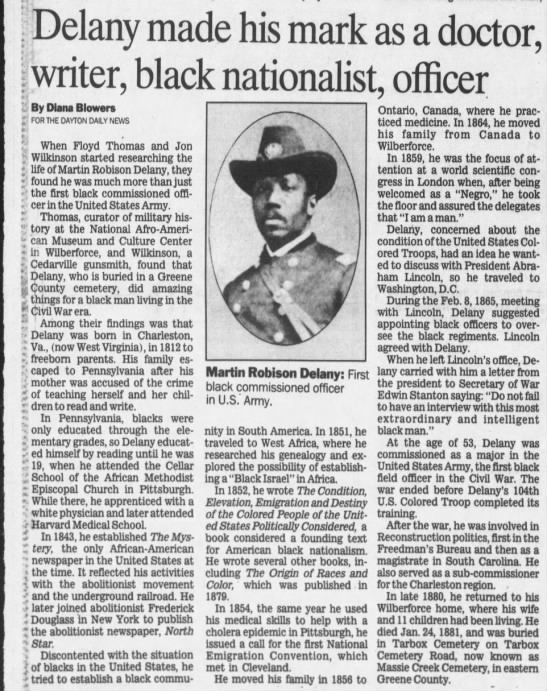 Article on Martin Robison Delaney, black nationalist - 