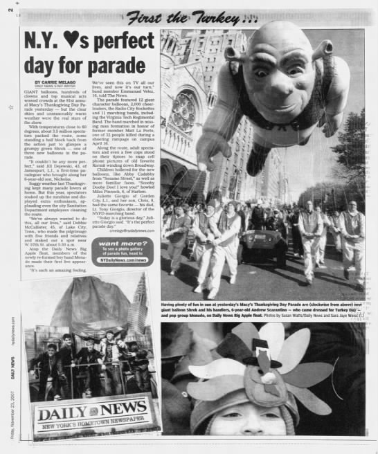 Menudo on Big Apple float in Thanksgiving parade (2007). - 