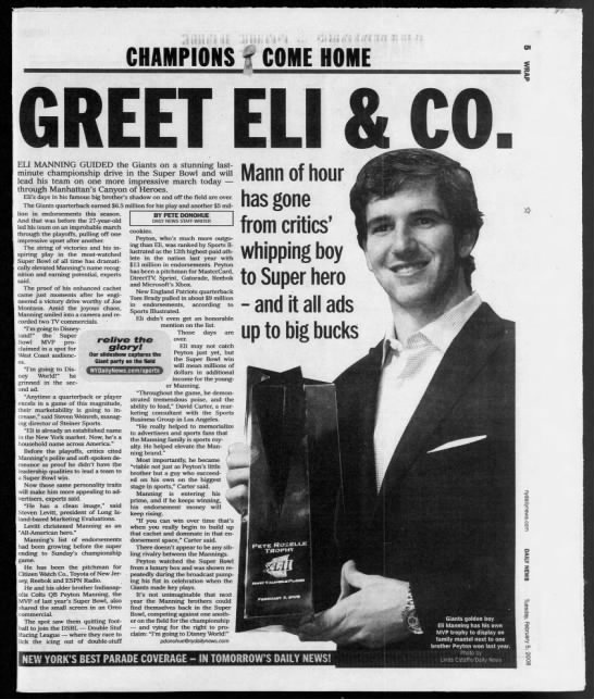 Pete Donohue, "Greet Eli & Co." - 