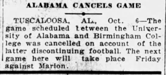 Alabama cancels game - 