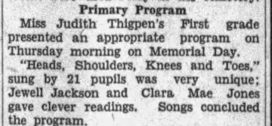 "Heads, Shoulders, Knees and Toes" (1929). - 