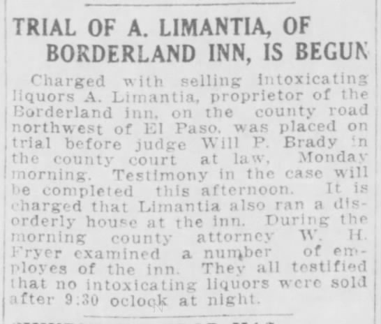 Trial of A. Limantia, of Borderland Inn, is Begun - 