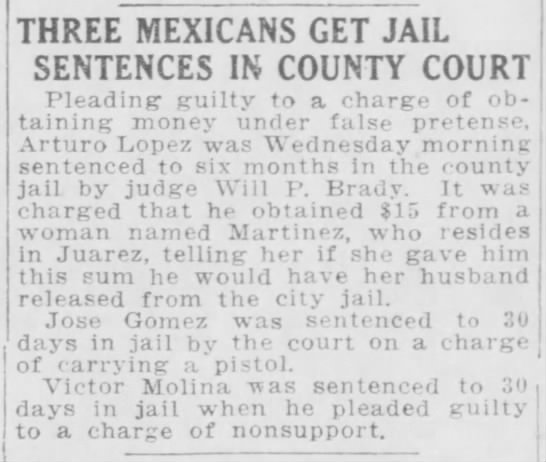 Three Mexicans Get Jail Sentences in County Court - 