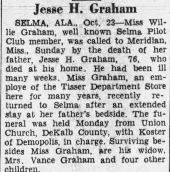 Obituary for Jesse H. Graham (Aged 78) - 