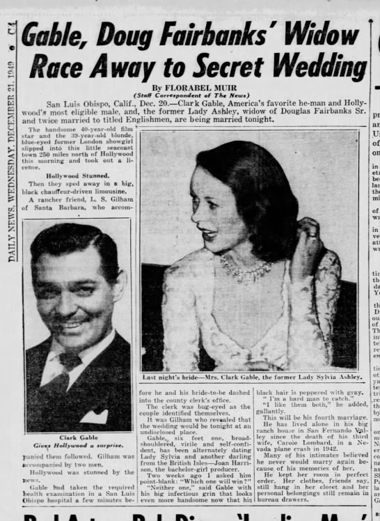 Gable marries Sylvia, more details with Muir - 