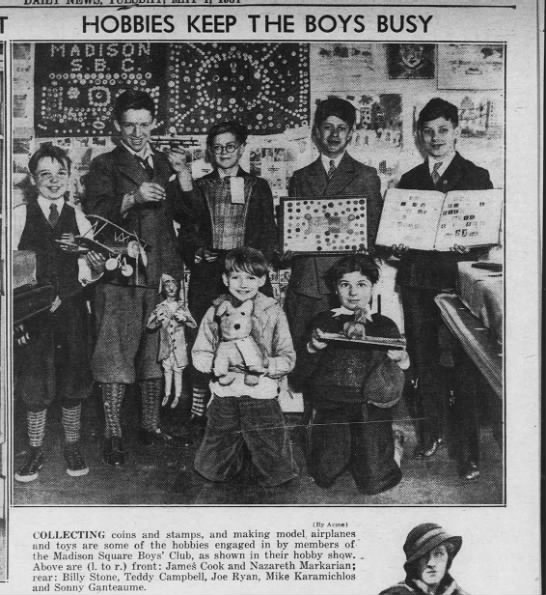 Members of the Madison Square Boys Club develop hobbies to keep busy in 1934 - 