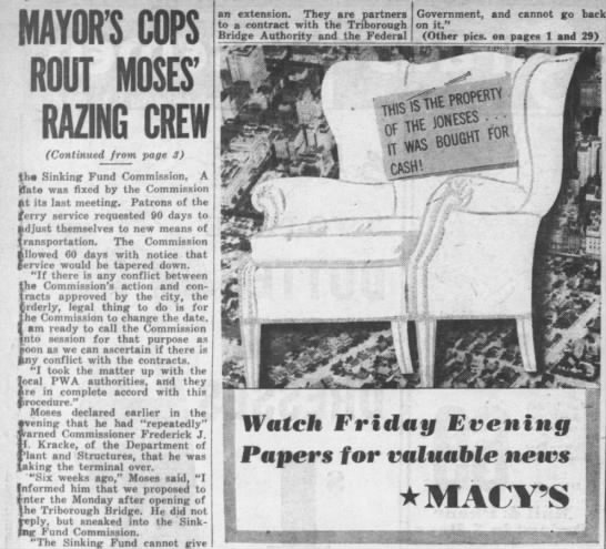 Mayor's Cops Rout Moses' Razing Crew - 