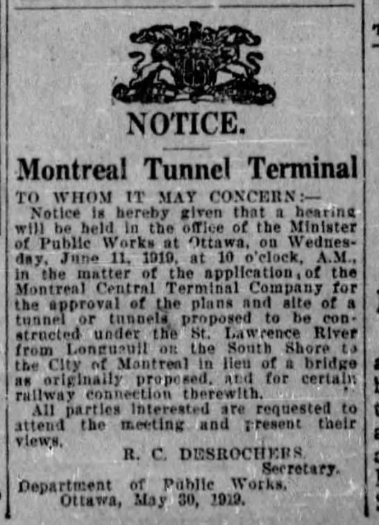 Metro Longueuil tunnel 100 years ago - 