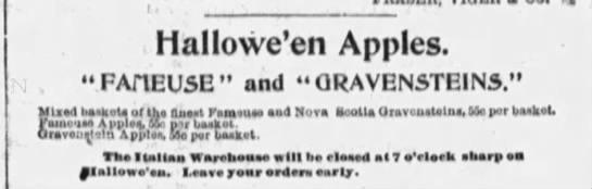"Halloween Apples" in Canada (1900). - 