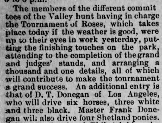 Valley Hunt Club finishes preparations for 1891's Tournament of Roses - 