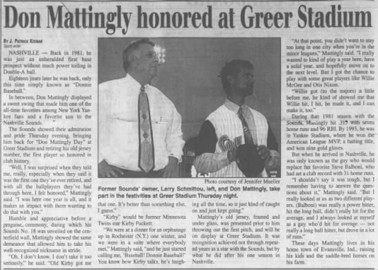 Don Mattingly Honored at Greer Stadium - 