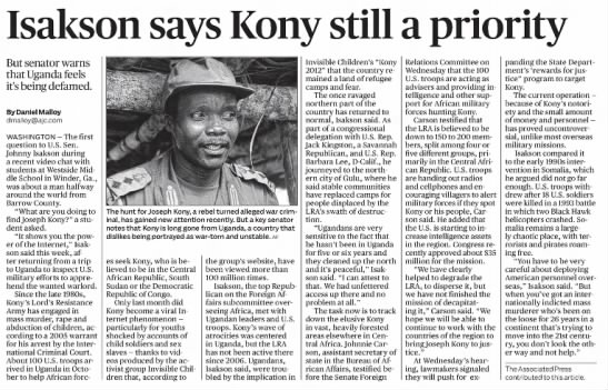 Isakson says Kony still a priority - 