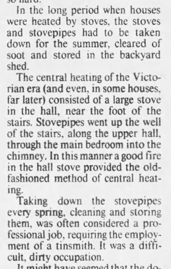 Taking down stoves for the summer during the Victorian age - 