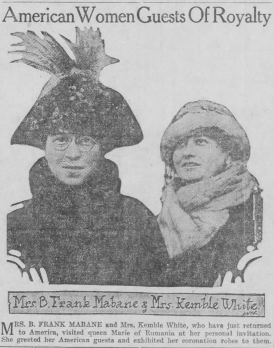 mrs. kemble white guest of royalty El Paso Herald December 1, 1922 - 