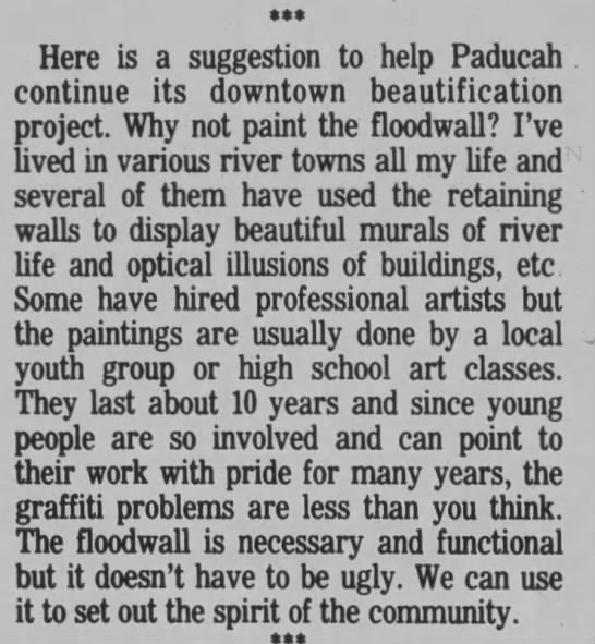 Paducah Sun reader suggests painting murals on the floodwall - 