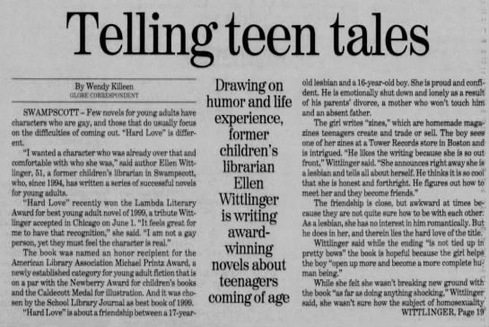 Lambda Literary Award, Young Adult Novel, 1999 - 