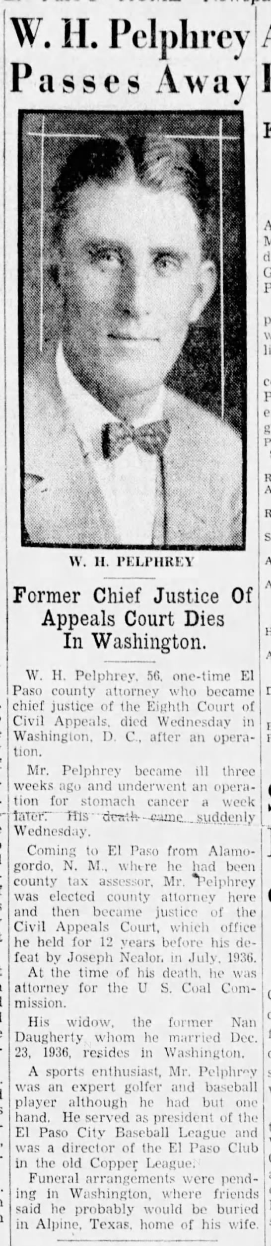 W. H. Pelphrey Passes Away - 
