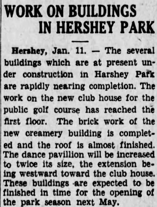 Improvements in Hershey Park for 1930. - 