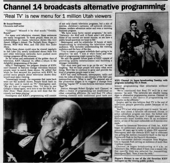 Channel 14 broadcasts alternative programming - 