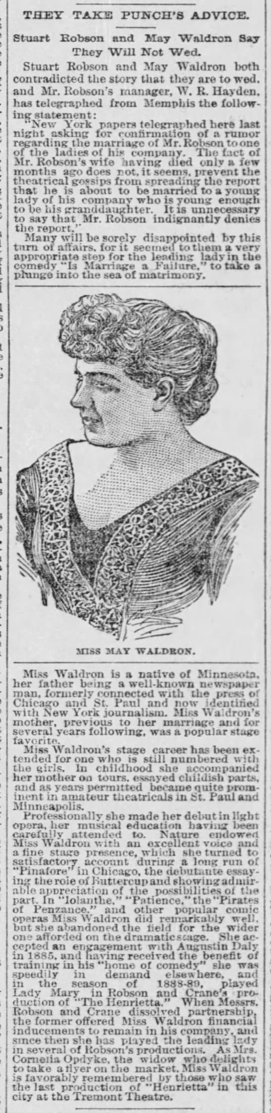 May Waldron 1891 - 
