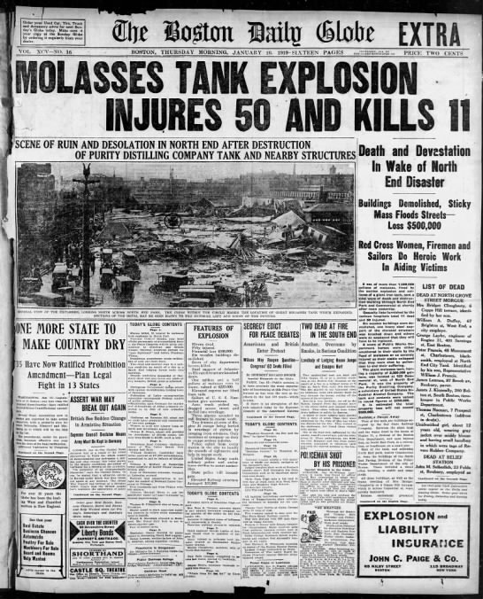 Great Boston Molasses Flood, 1919 - 