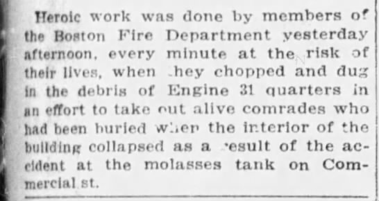 Firefighters trapped in Great Molasses Flood of 1919 - 