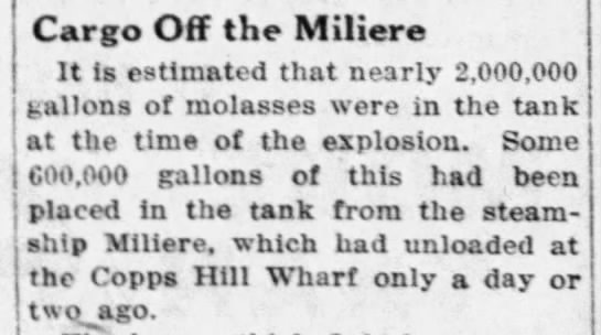 Molasses tanks filled days before the explosion during the Great Molasses Flood - 