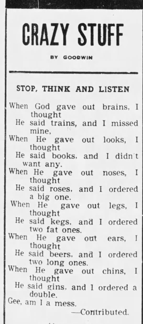 "When God gave out brains..." (1944). - 