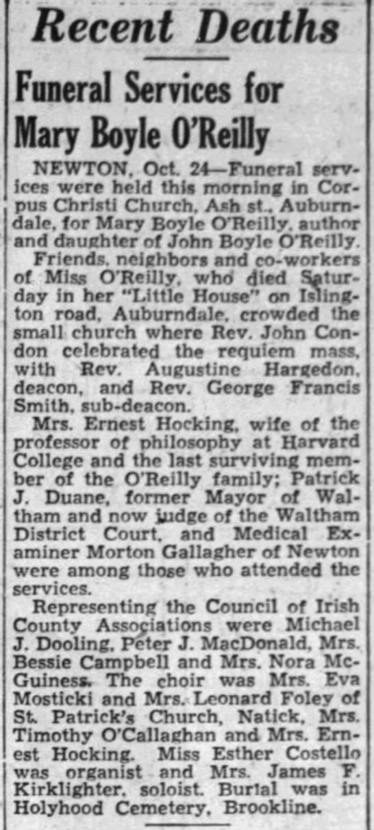 Mary Boyle O'Reilly 1939 - 