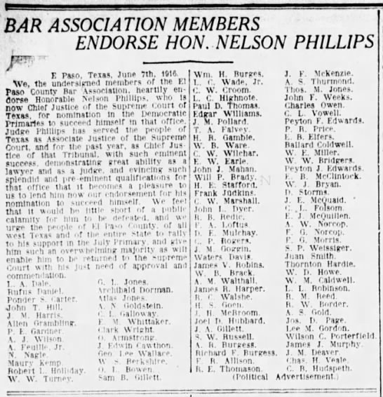 Bar Association Members Endorse Hon. Nelson Phillips - 