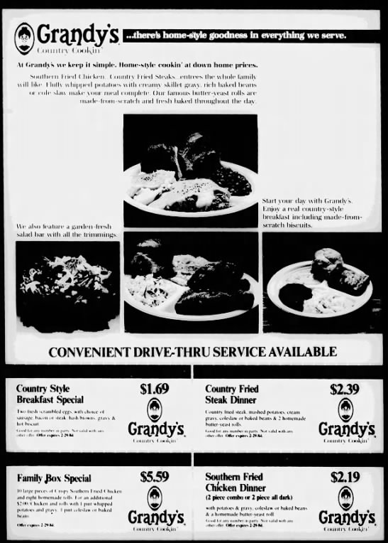 El Paso Grandy's Full-Page Ad 1984 (2 of 2) - 
