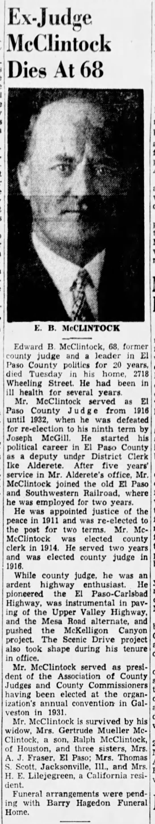 Ex-Judge McClintock Dies at 68 - 