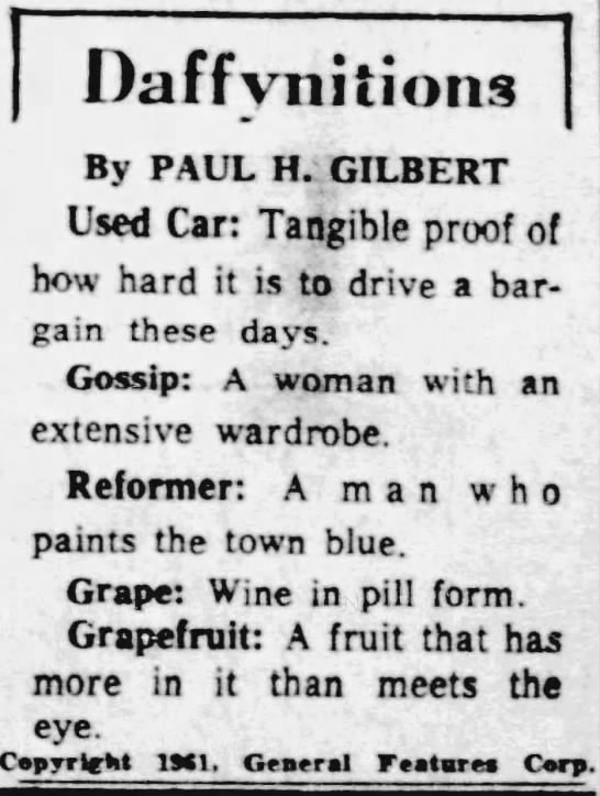 "Grape: Wine in pill form" (1961). - 