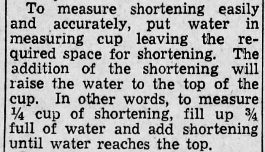 Tip: Easy way to measure shortening (1947) - 