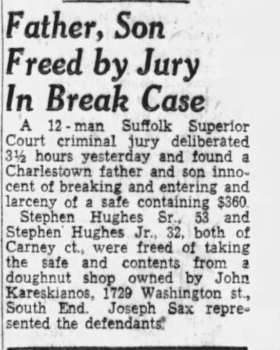 Hughes freed in safe break case (12 Feb 1957) - 