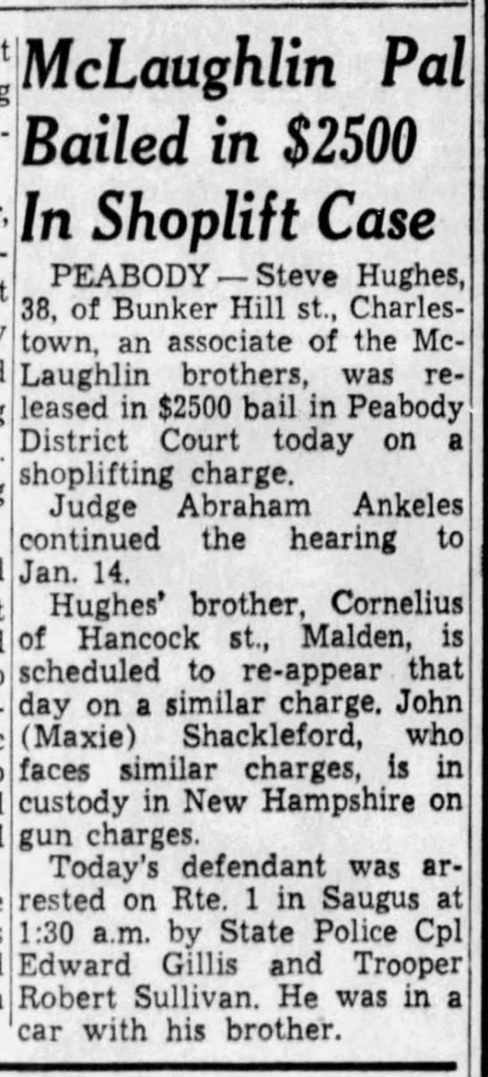 Stevie Hughes arrested (28 Dec 1965) - 