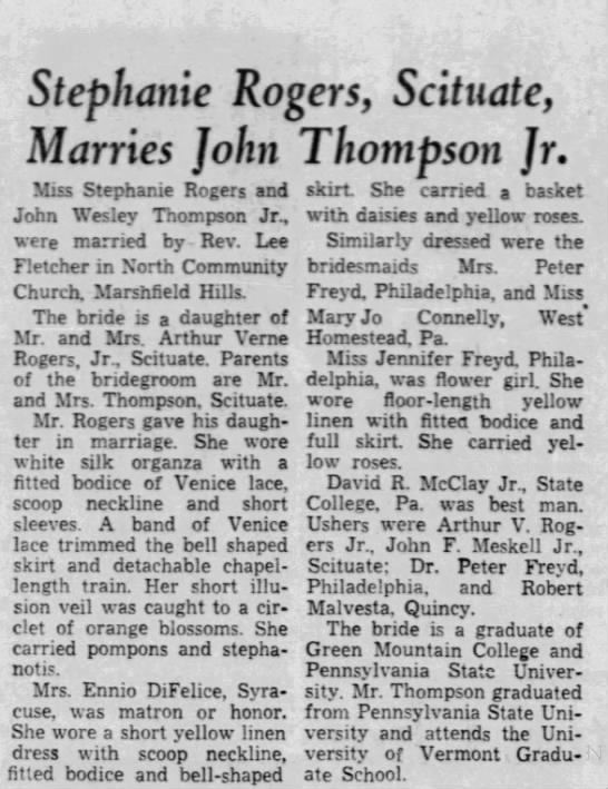 Marriage of Rogers / Thompson - 